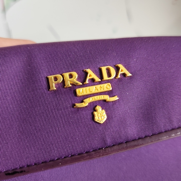 PRADA Purple Nylon and Leather Compact Wallet - Picture 8 of 15